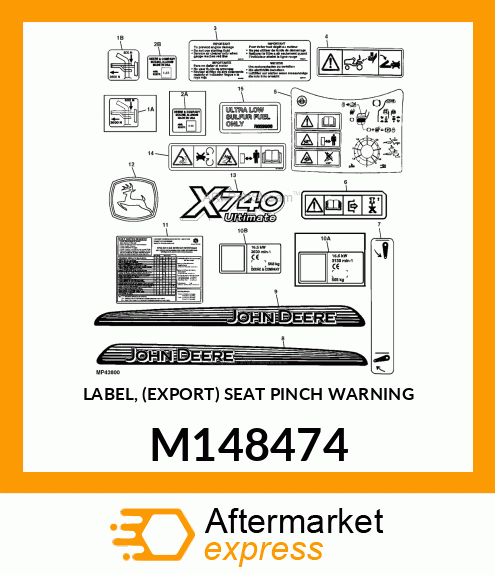 LABEL, (EXPORT) SEAT PINCH WARNING M148474