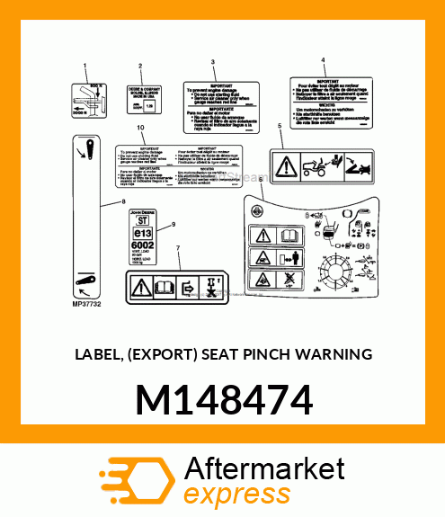 LABEL, (EXPORT) SEAT PINCH WARNING M148474