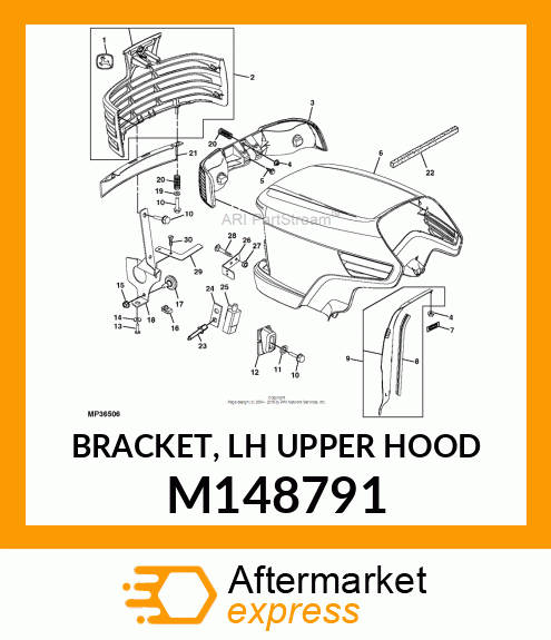 BRACKET, LH UPPER HOOD M148791