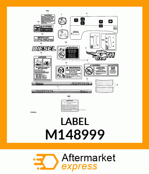 LABEL, MONITOR LIGHT DIESEL M148999