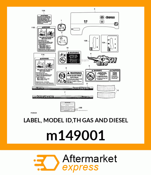 LABEL, MODEL ID,TH GAS AND DIESEL m149001