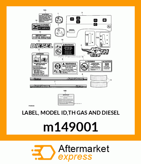 LABEL, MODEL ID,TH GAS AND DIESEL m149001