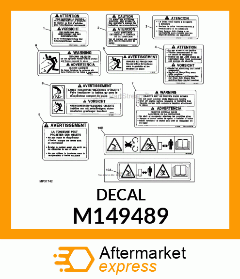 SAFETY SIGN, LABEL, WARNINGTHROWN M149489