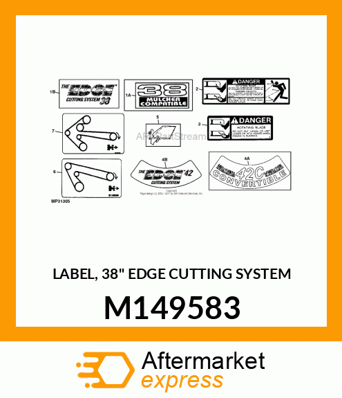 LABEL, 38" EDGE CUTTING SYSTEM M149583