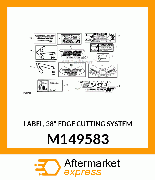 LABEL, 38" EDGE CUTTING SYSTEM M149583