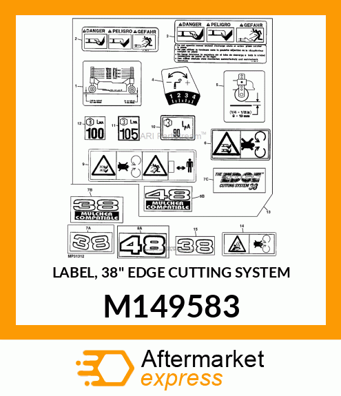 LABEL, 38" EDGE CUTTING SYSTEM M149583