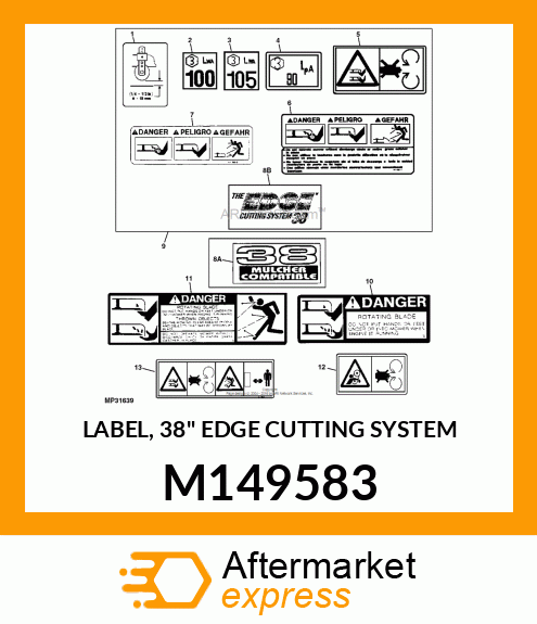 LABEL, 38" EDGE CUTTING SYSTEM M149583