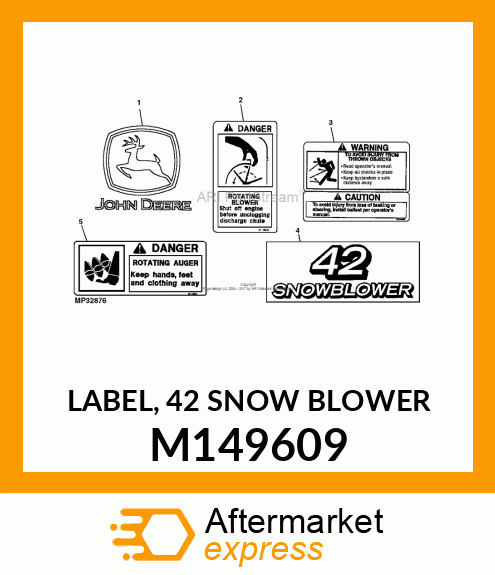 LABEL, 42 SNOW BLOWER M149609