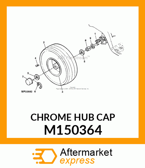 Cap - CAP, 12" CHROME HUB M150364