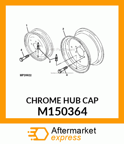 Cap - CAP, 12" CHROME HUB M150364