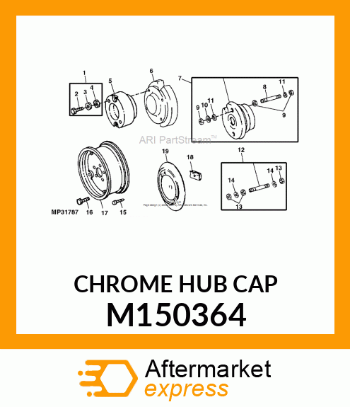 Cap - CAP, 12" CHROME HUB M150364