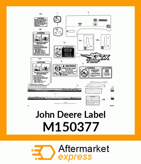 LABEL, MODEL ID 4X2 TX TURF M150377