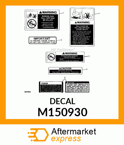 LABEL, WARNING NO RIDERS M150930