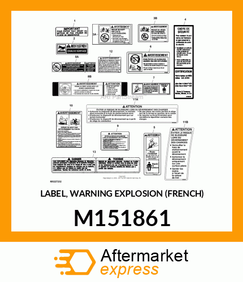 LABEL, WARNING EXPLOSION (FRENCH) M151861