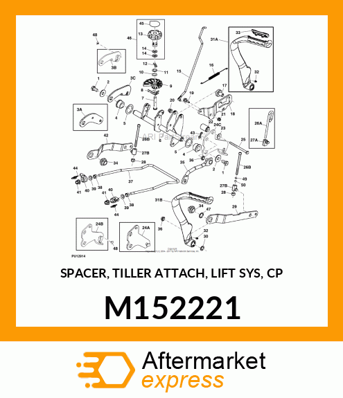 SPACER, TILLER ATTACH, LIFT SYS, CP M152221