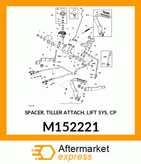 SPACER, TILLER ATTACH, LIFT SYS, CP M152221