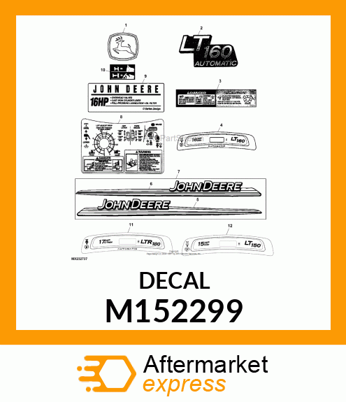 LABEL, LTR180 INSTRUMENT PANEL M152299