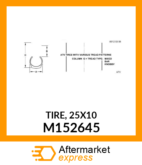 TIRE, 25X10 M152645