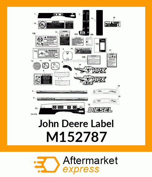 LABEL, LABEL, MONITOR LIGHT, DIESEL M152787