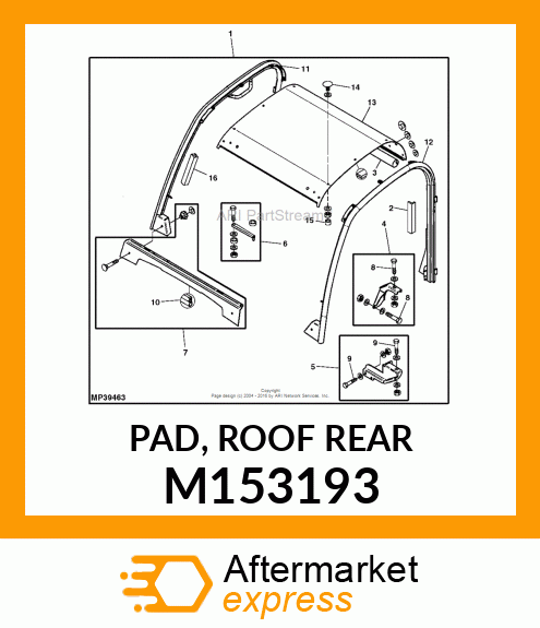 PAD, ROOF REAR M153193