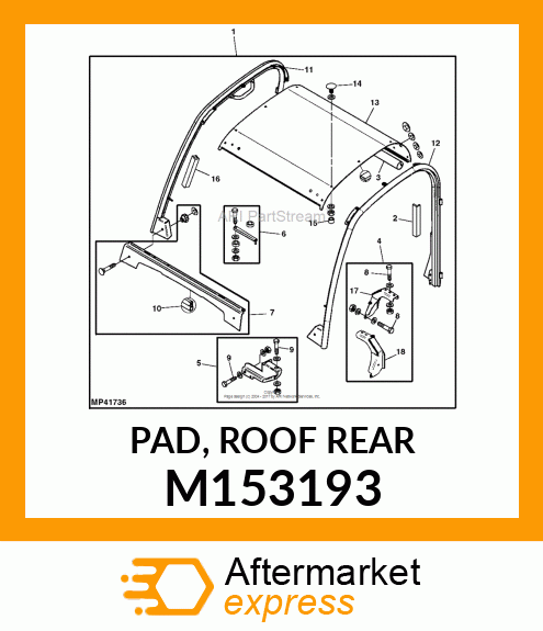 PAD, ROOF REAR M153193