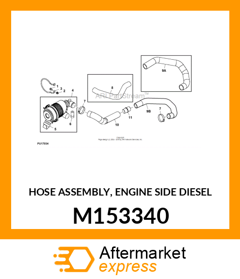 HOSE ASSEMBLY, ENGINE SIDE DIESEL M153340