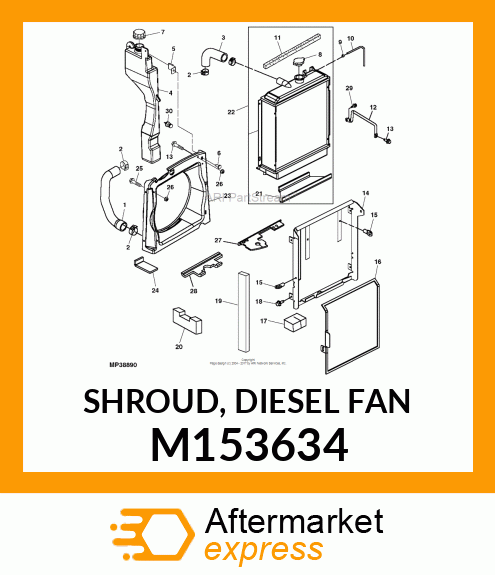 SHROUD, DIESEL FAN M153634