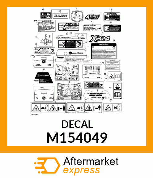 LETTERS, LABEL,FOUR WHEEL STEER M154049