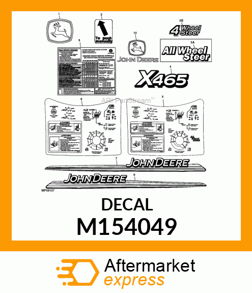 LETTERS, LABEL,FOUR WHEEL STEER M154049