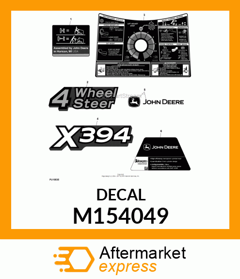 LETTERS, LABEL,FOUR WHEEL STEER M154049