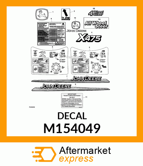 LETTERS, LABEL,FOUR WHEEL STEER M154049