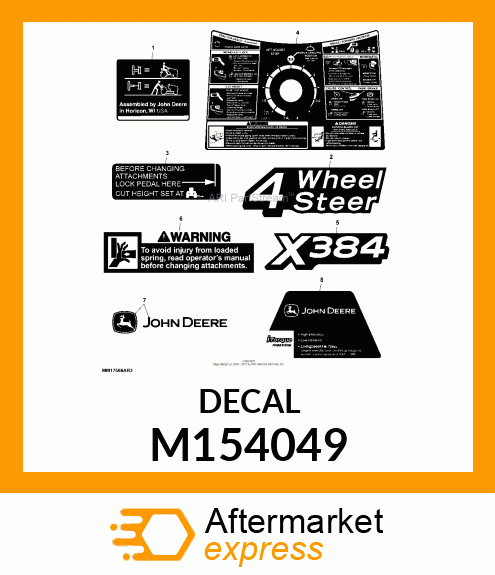 LETTERS, LABEL,FOUR WHEEL STEER M154049