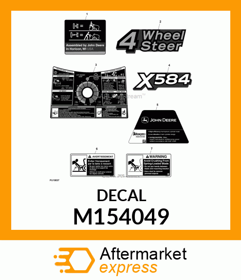 LETTERS, LABEL,FOUR WHEEL STEER M154049