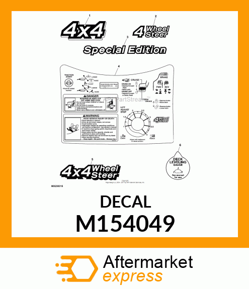 LETTERS, LABEL,FOUR WHEEL STEER M154049