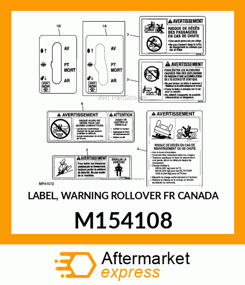 LABEL, WARNING ROLLOVER FR CANADA M154108