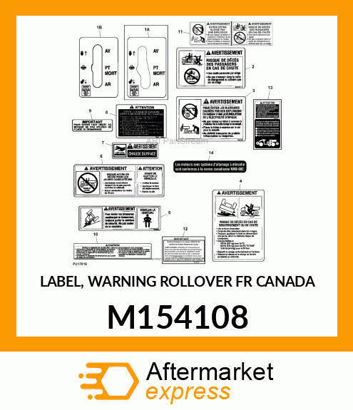 LABEL, WARNING ROLLOVER FR CANADA M154108