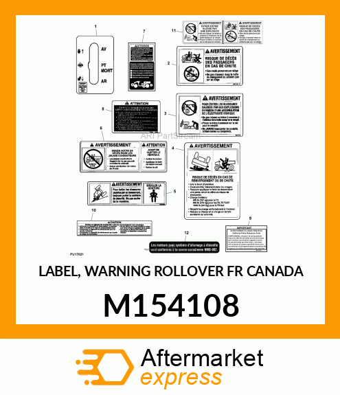 LABEL, WARNING ROLLOVER FR CANADA M154108