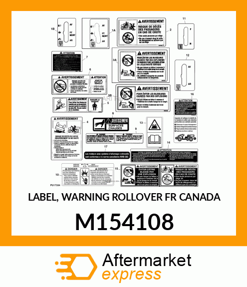 LABEL, WARNING ROLLOVER FR CANADA M154108