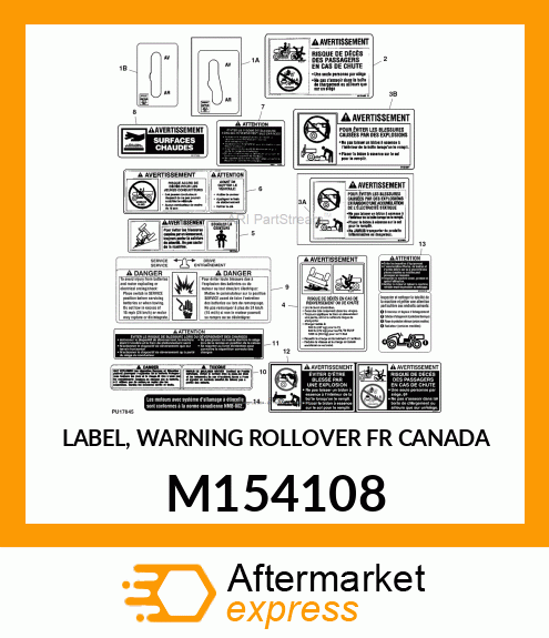 LABEL, WARNING ROLLOVER FR CANADA M154108