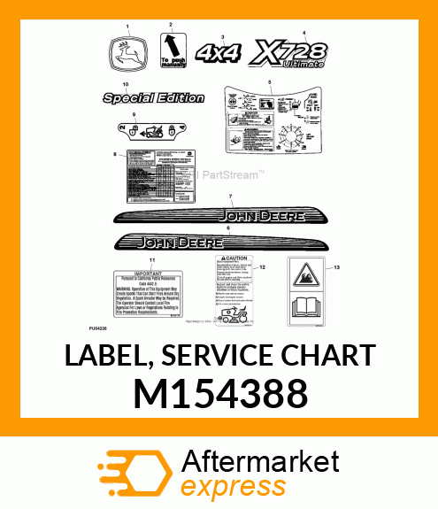 LABEL, SERVICE CHART M154388