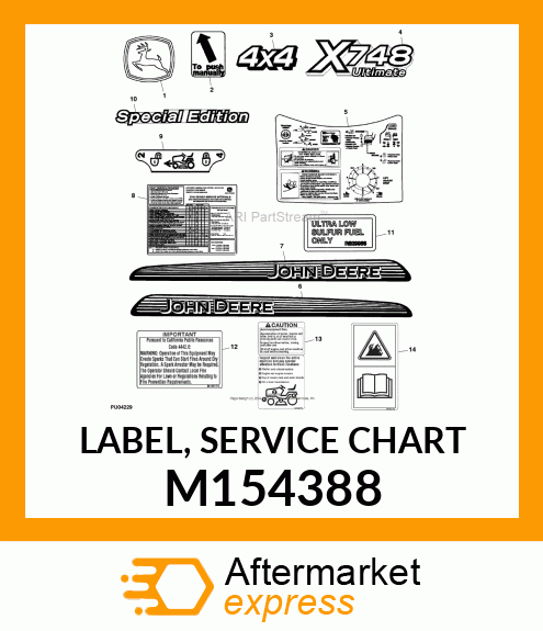 LABEL, SERVICE CHART M154388