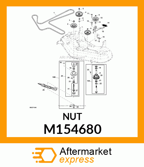 BUSHING, PULLEY, 38 MOWER M154680