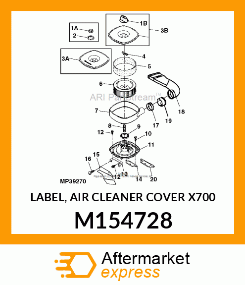 LABEL, AIR CLEANER COVER X700 M154728