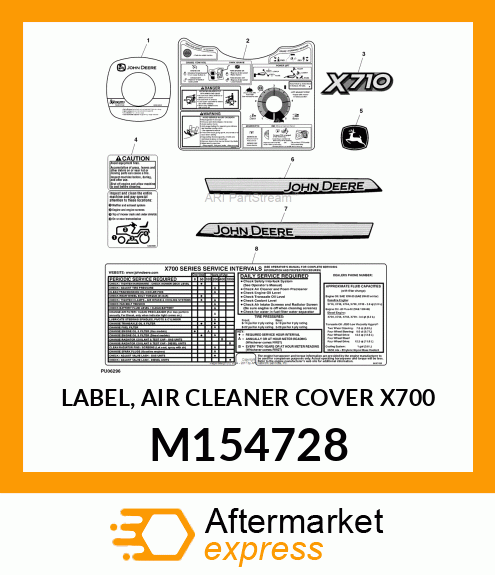 LABEL, AIR CLEANER COVER X700 M154728