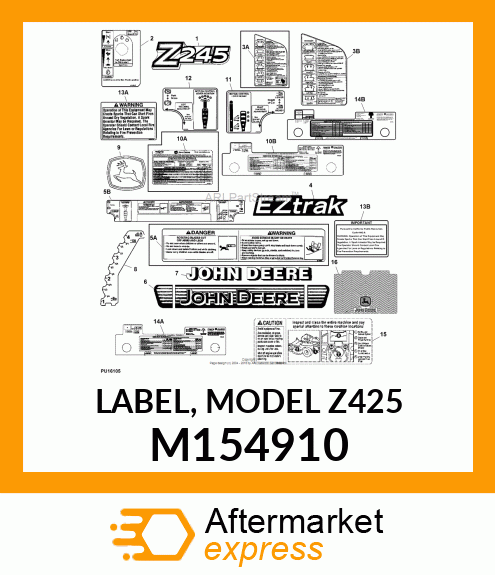 LABEL, MODEL Z425 M154910