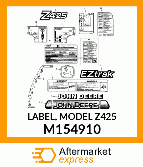 LABEL, MODEL Z425 M154910