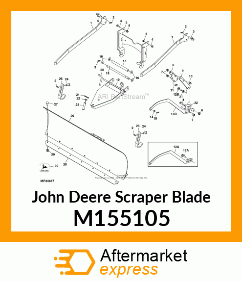 SCRAPER BLADE, BLADE, 44 SCRAPER M155105