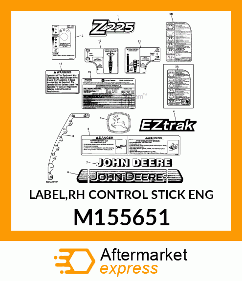 LABEL,RH CONTROL STICK ENG M155651