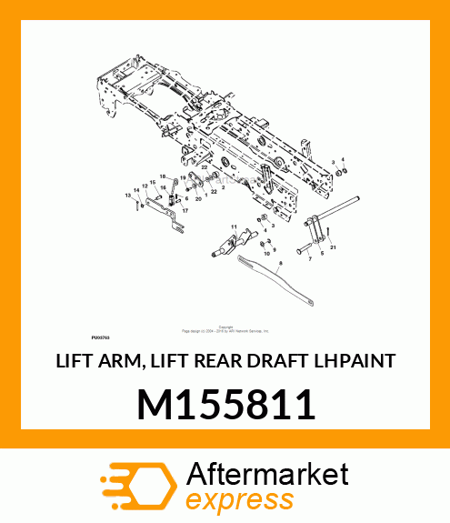 LIFT ARM, LIFT REAR DRAFT LHPAINT M155811