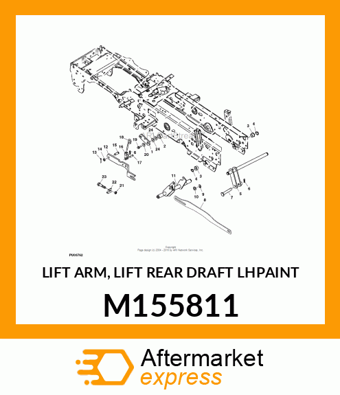 LIFT ARM, LIFT REAR DRAFT LHPAINT M155811